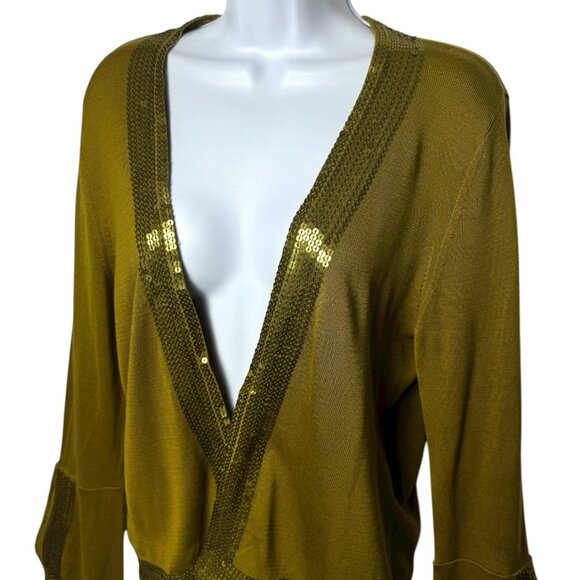 NEW Nordstrom 100% Silk Sequin Openfront Bell Sleeve Cardigan Fairy Festival M/L - Picture 3 of 12